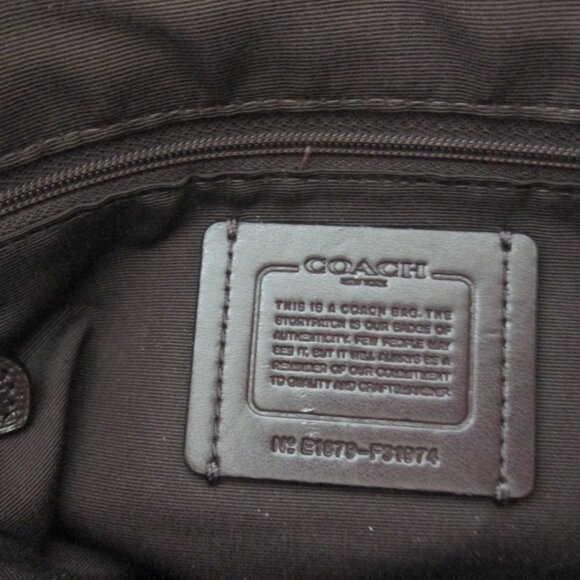 Coach Signature City Zip Tote Bag Logo All-Over Pattern Brown Jacquard F21974 - Picture 4 of 8